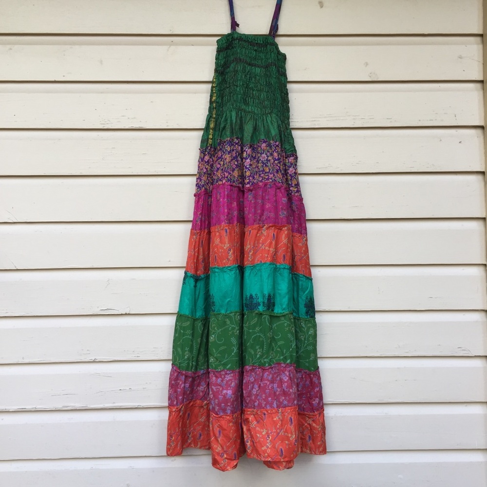 Summer beach dress made of Indian scarves